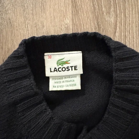 Lacoste Black Crewneck Sweater with White Logo - Picture 5 of 6